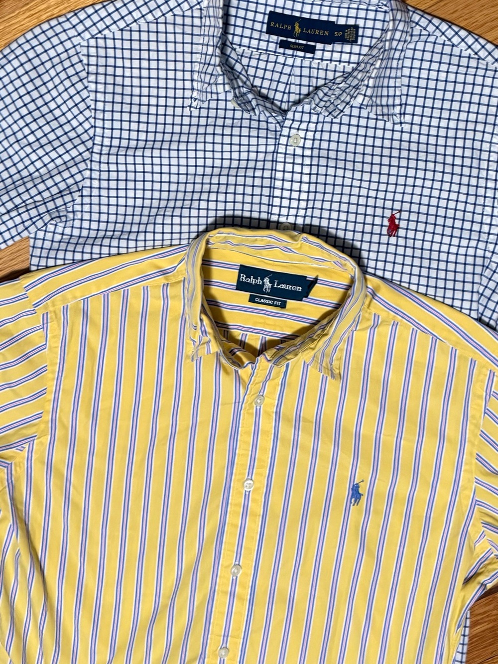 Polo Ralph Lauren Men's Small Long Sleeve Button Shirts Checkered Stripes Lot 2